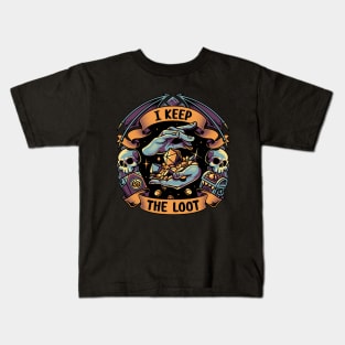 I Keep The Loot - D20 Dungeons Gamer Kids T-Shirt